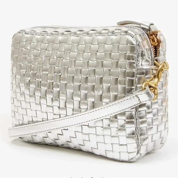 NWT Clare V. Metallic Silver woven Crossbody Bag - Picture 2 of 5